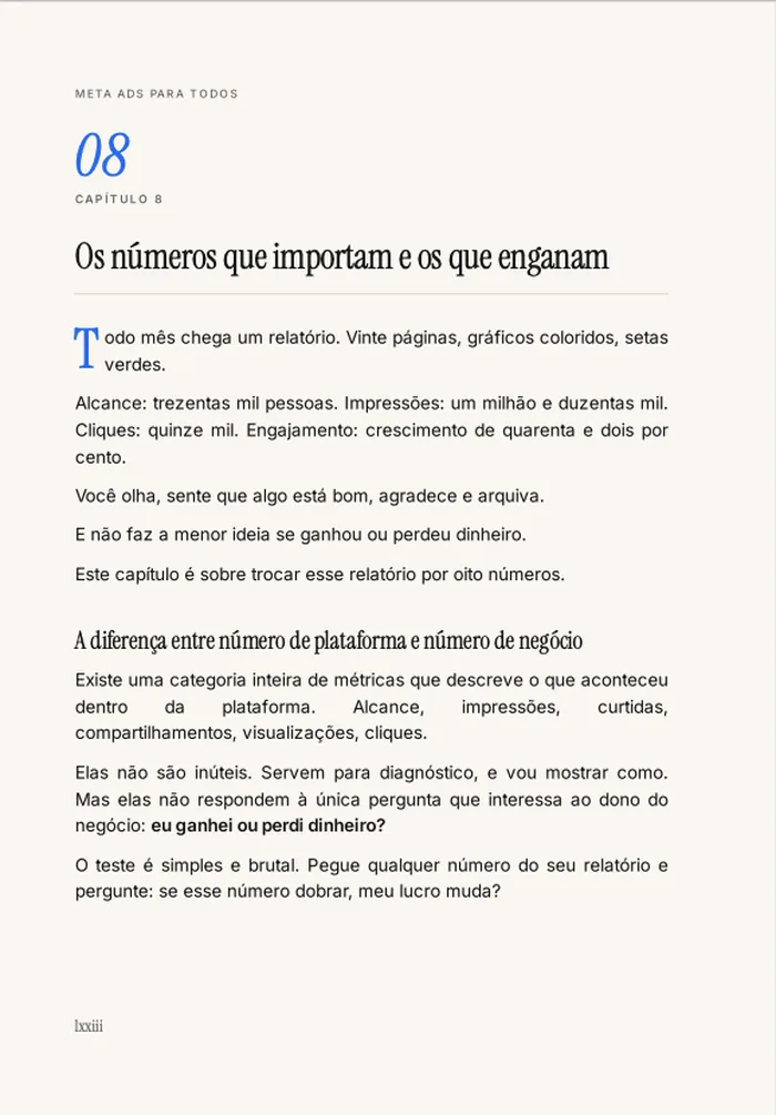 Página do livro Meta Ads para Todos: Os números que enganam